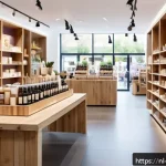 Home 22 소비자 심리 연구의 미래 방향성 - A modern Dutch retail store interior filled with warm natural lighting, showcasing sustainable produ...