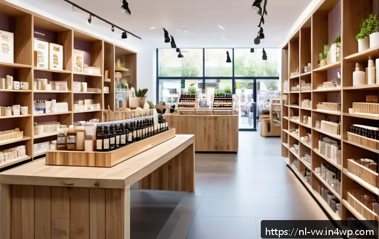 소비자 심리 연구의 미래 방향성 - A modern Dutch retail store interior filled with warm natural lighting, showcasing sustainable produ...