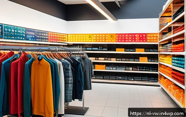 소비자 심리 분석을 위한 실험 설계 - A vibrant Dutch retail store interior showcasing a colorful product display with warm hues like oran...