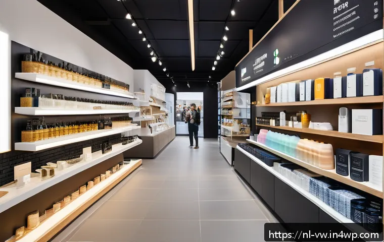 소비자 심리와 경험 마케팅의 중요성 - A modern Dutch retail store interior with subtle sensory marketing elements: soft ambient lighting, ...